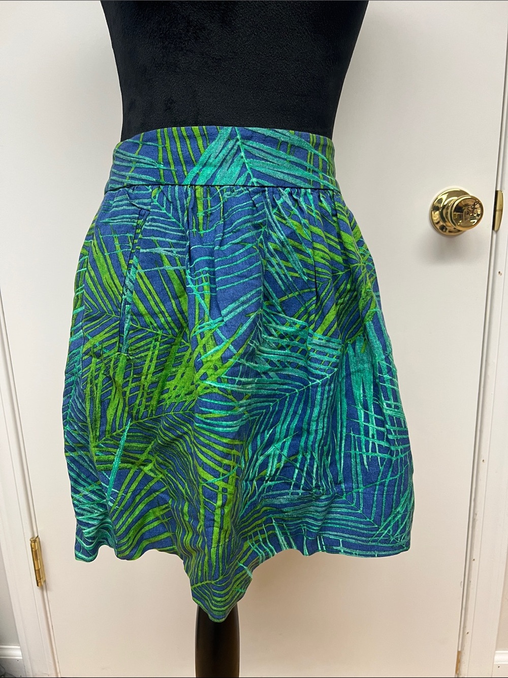 Banana Republic Blue and Green Tropical Print Skirt